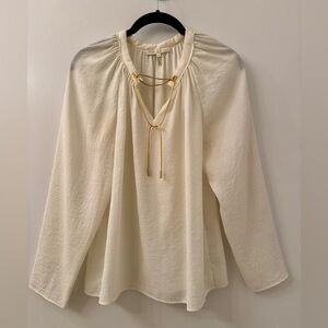 Maje Cream Long Sleeve Tie Front Blouse